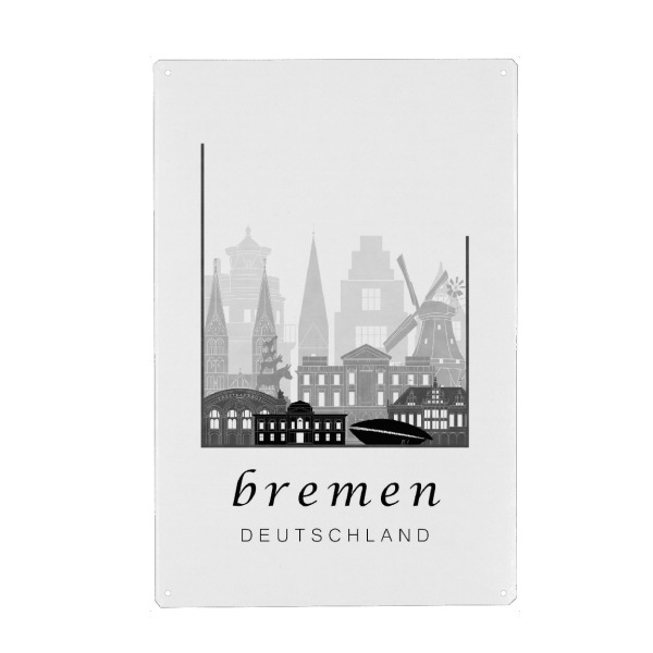 Holzbild "Bremen skyline black & white" artboxONE - Städte,Schwarzweiß,Architektur