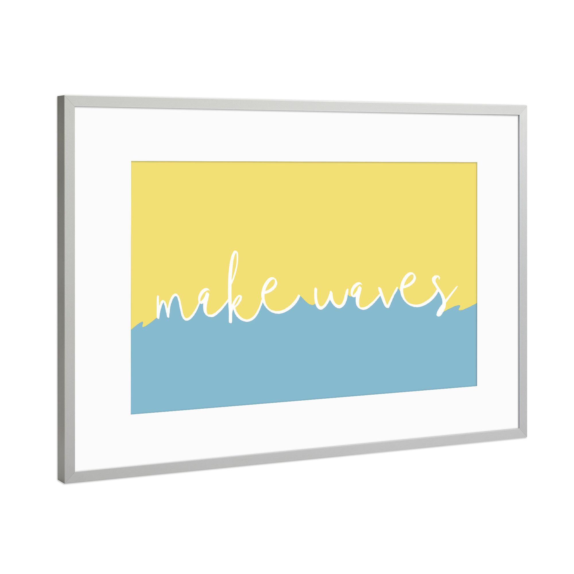 Poster mit Rahmen Silber "Make waves (in summer)" artboxONE - Typografie,Reise / Strand und Meer,Festivals,Lustig
