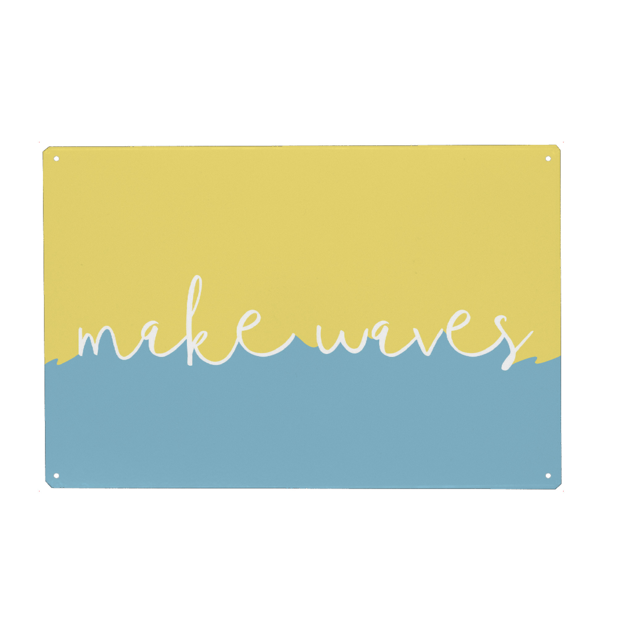 Metall Poster "Make waves (in summer)" artboxONE - Typografie,Reise / Strand und Meer,Festivals,Lustig