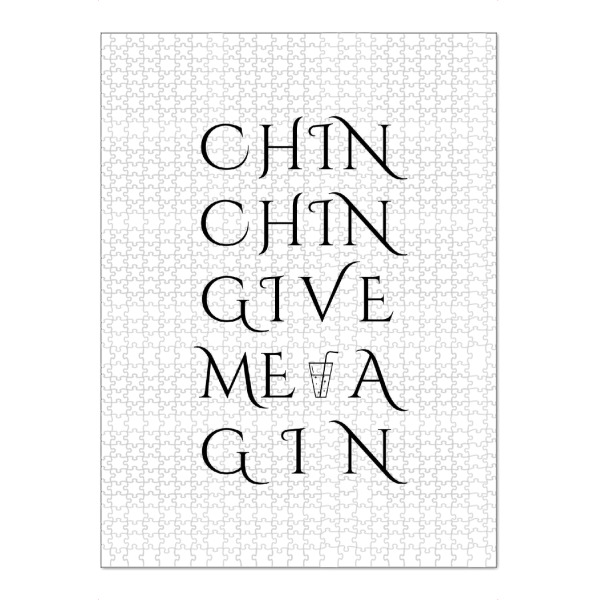 Puzzle Ravensburger "Chin Chin" artboxONE - Typografie,Schwarzweiß,Männer,Essen & Trinken / Alkohol,Lustig