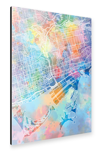Alu-Dibond "Toronto map watercolor" 30x20 cm artboxONE