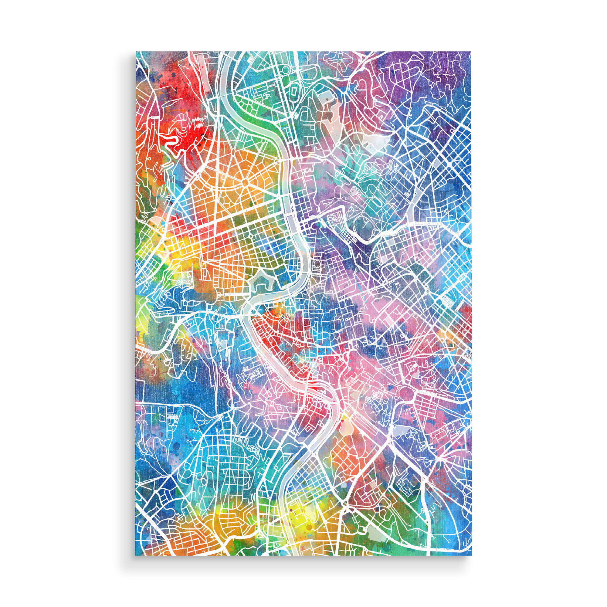 Holzbild "Rome map watercolor" artboxONE - Städte,Reise,Abstrakt,Städte / Rom,Kartografie