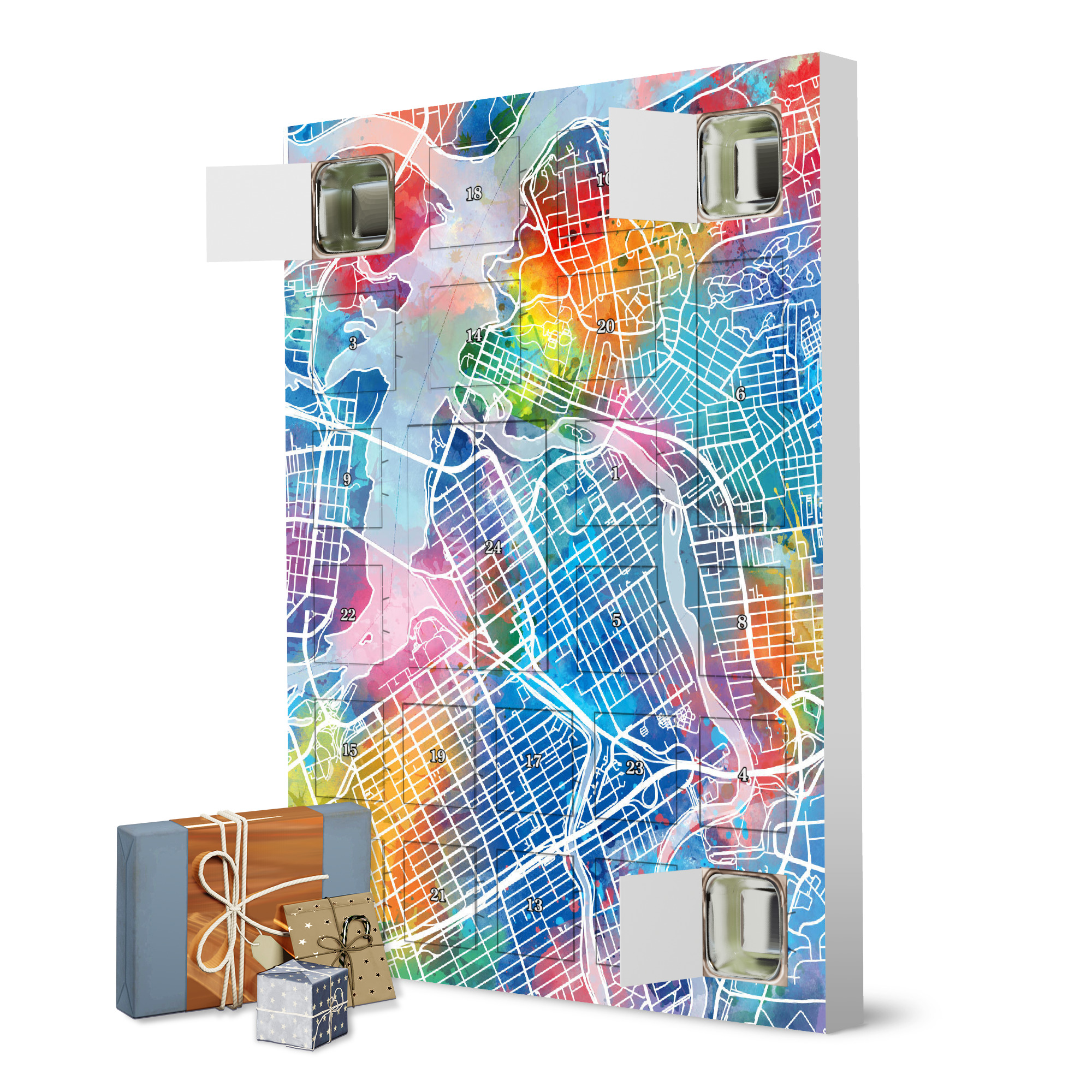 Adventskalender zum Selbstbefüllen Ottawa map watercolor artboxONE Adventskalender Städte