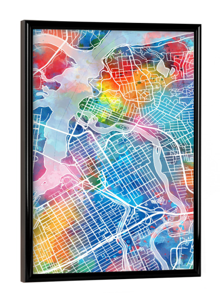 Poster mit schwarzem Rahmen "Ottawa map watercolor" artboxONE - Städte,Reise,Abstrakt,Kartografie