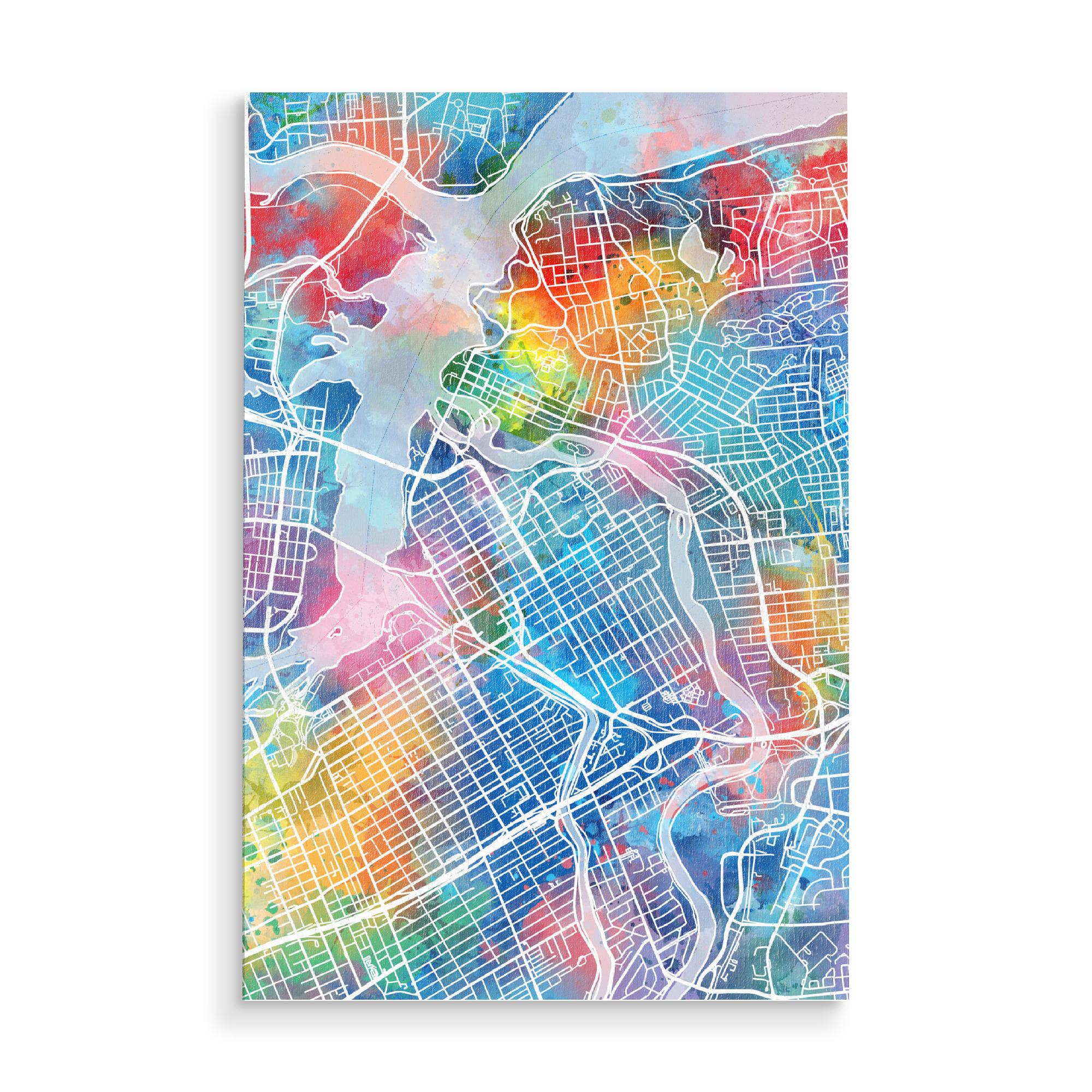Holzbild "Ottawa map watercolor" artboxONE - Städte,Reise,Abstrakt,Kartografie