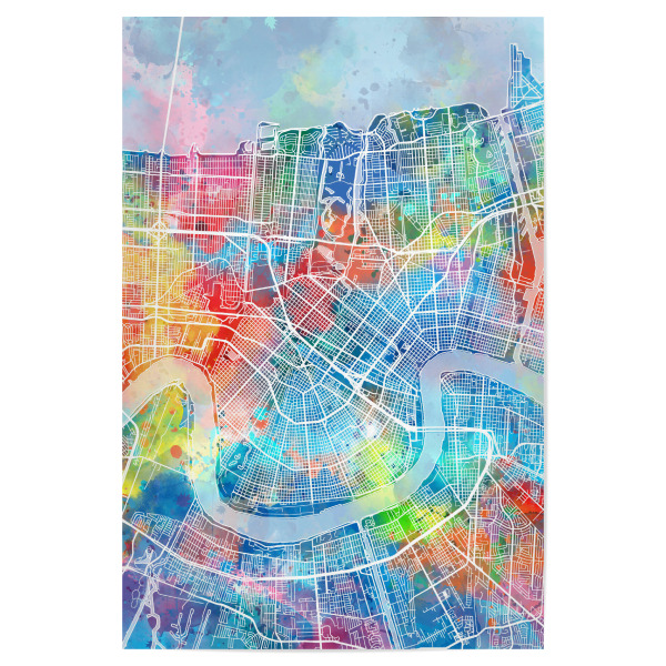 Poster 30x20 cm "New orleans map watercolor" artboxONE - Städte,Reise,Architektur,Kartografie