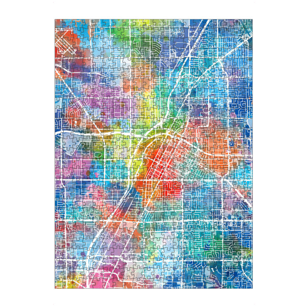 Puzzle Ravensburger "Las vegas map watercolor" artboxONE - Städte,Reise,Abstrakt,Städte / Las Vegas,Kartografie