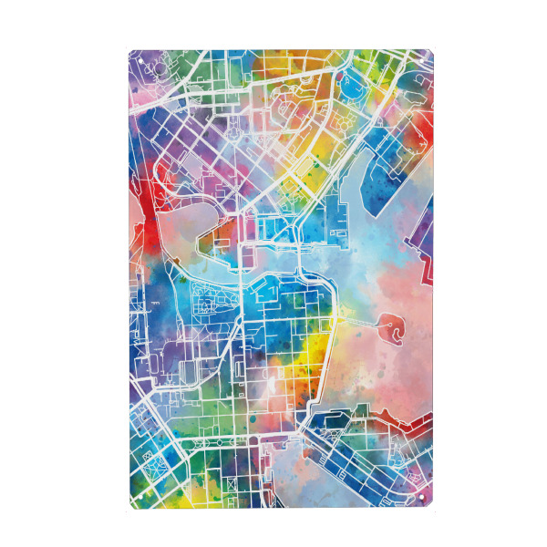 Metall Poster "Helsinki map watercolor" artboxONE - Städte,Reise,Abstrakt,Kartografie
