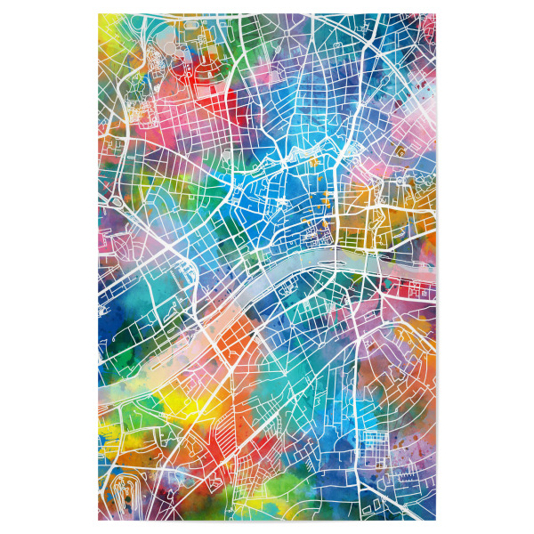 Poster 30x20 cm "Frankfurt map watercolor" artboxONE - Städte,Reise,Abstrakt,Städte / Frankfurt,Kartografie