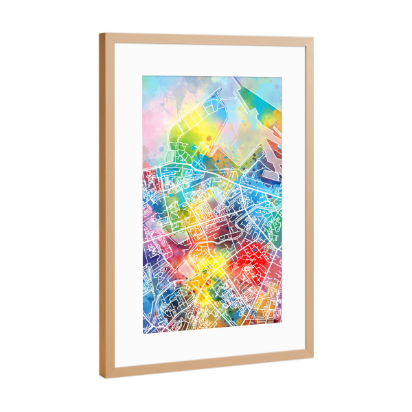 Poster mit Rahmen Kupfer "Edinburgh map watercolor" artboxONE - Städte,Reise,Abstrakt,Kartografie