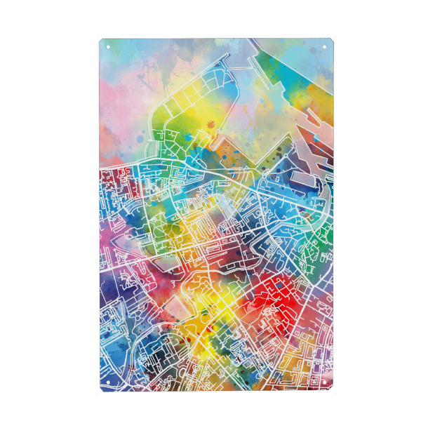Metall Poster "Edinburgh map watercolor" artboxONE - Städte,Reise,Abstrakt,Kartografie