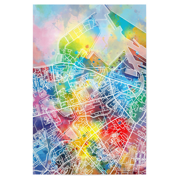 Poster "Edinburgh map watercolor" artboxONE - Städte,Reise,Abstrakt,Kartografie