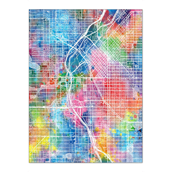 Puzzle Ravensburger "Denver map watercolor" artboxONE - Städte,Reise,Städte / Weitere,Kartografie