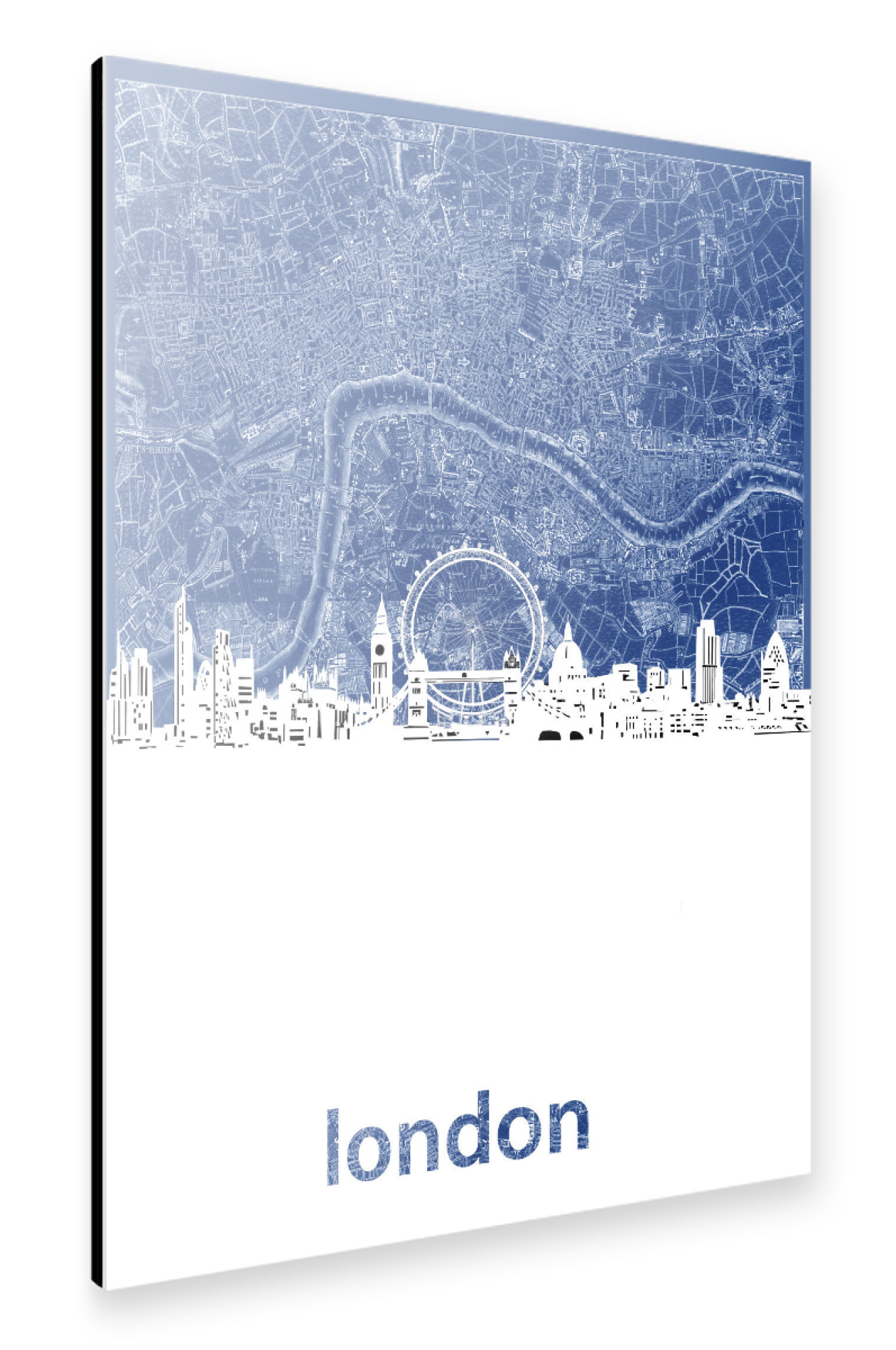 Alu-Dibond "London skyline map blue" 75x50 cm artboxONE