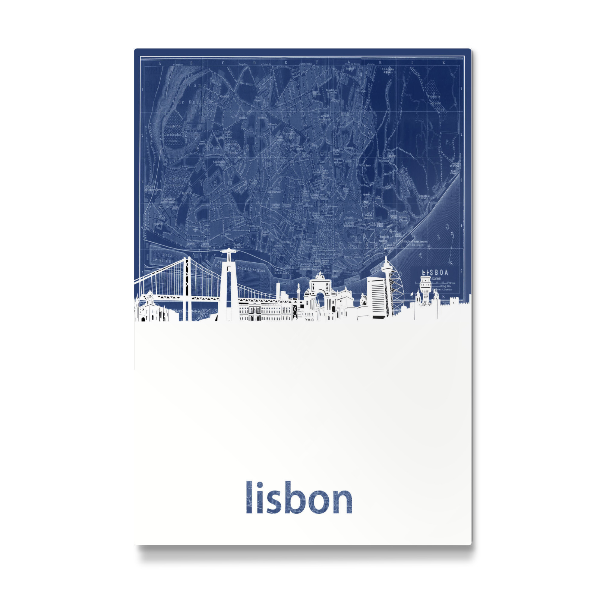 Galerie-Print "Lisbon skyline map blue" 75x50 cm artboxONE