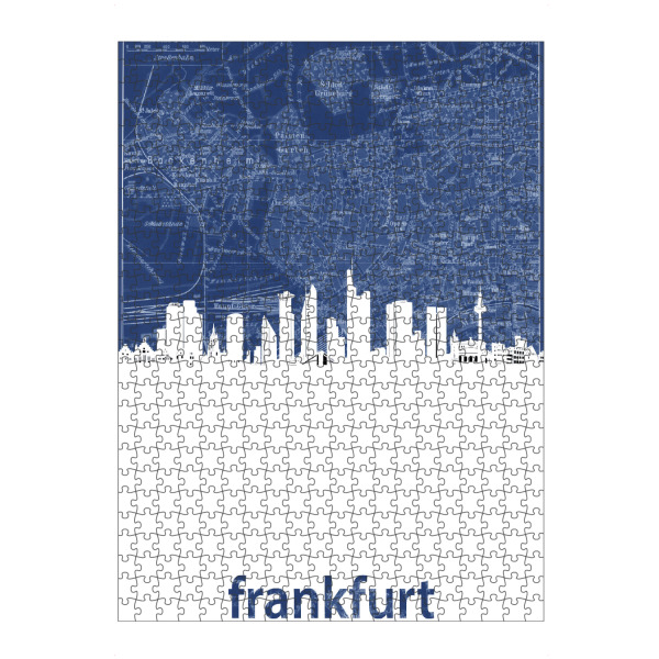 artboxONE Puzzle "Frankfurt skyline map blue" artboxONE - Städte,Reise,Architektur,Städte / Frankfurt,Kartografie