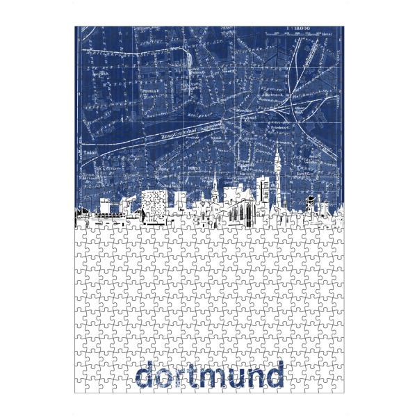 artboxONE Puzzle "Dortmund skyline map blue" artboxONE - Städte,Architektur,Kartografie