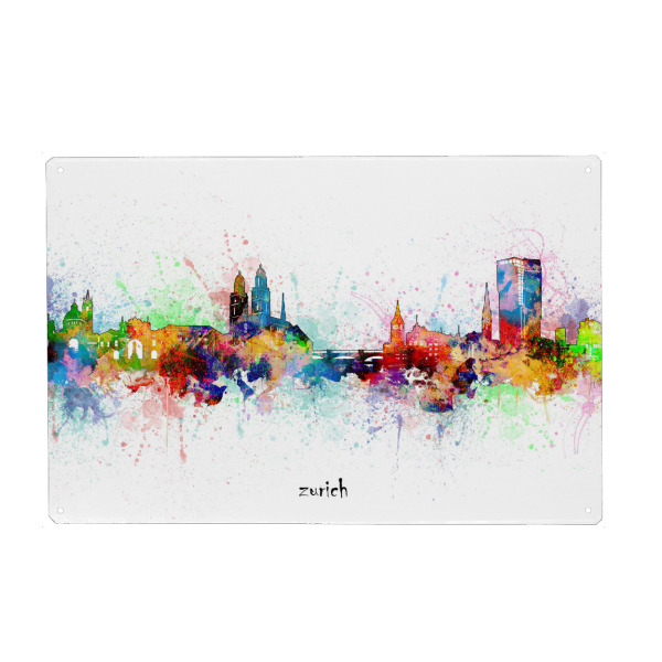 Holzbild "Zurich skyline artistic" artboxONE - Städte,Städte / Zürich
