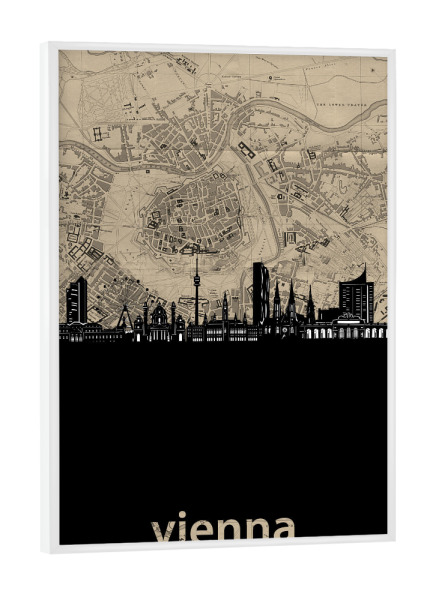 Poster mit weißem Rahmen "Vienna skyline map" artboxONE - Städte,Architektur,Städte / Wien,Kartografie