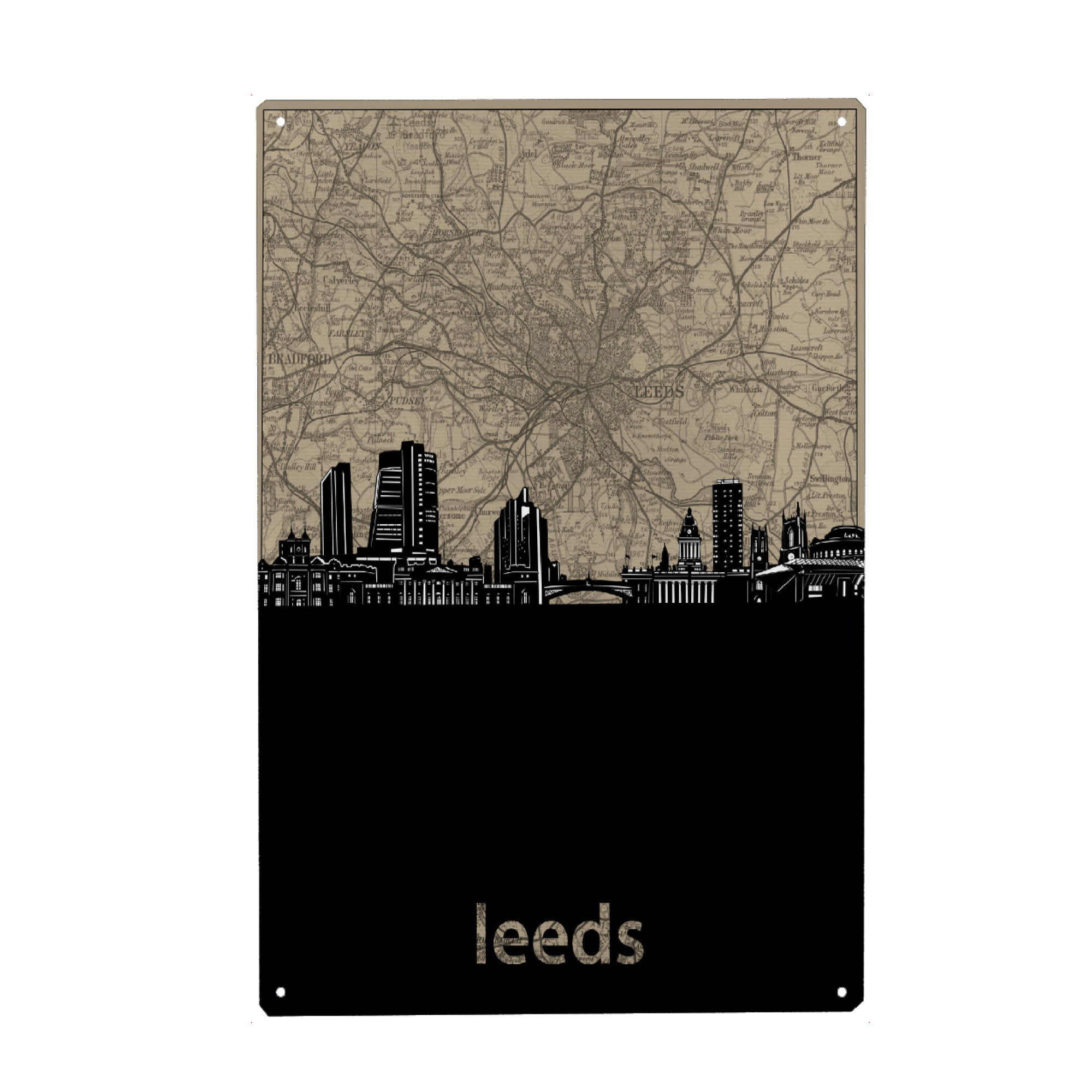 Metall Poster "Leeds skyline map" artboxONE - Städte,Architektur,Kartografie