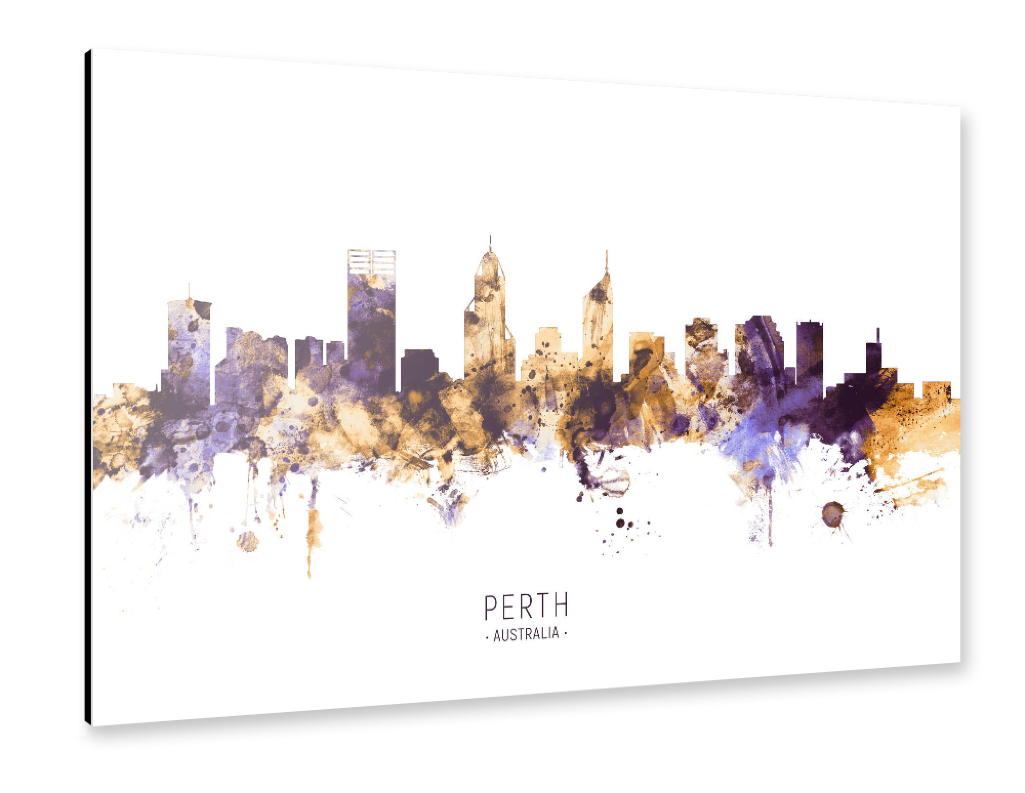 Alu-Dibond "Perth Australia Skyline PurpleGold" 30x20 cm artboxONE