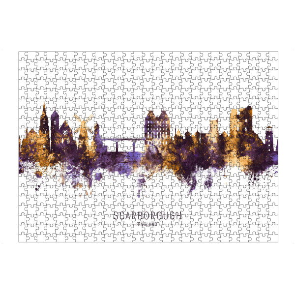 artboxONE Puzzle "Scarborough Skyline PurpleGold" artboxONE - Städte - Scarborough,England,Skyline,Cityscape,Stadtbild,Watercolor,City