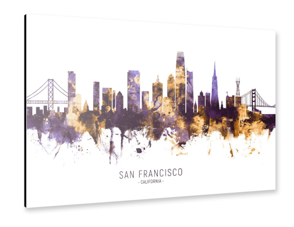 Alu-Dibond "San Francisco Skyline PurpleGold" 30x20 cm artboxONE