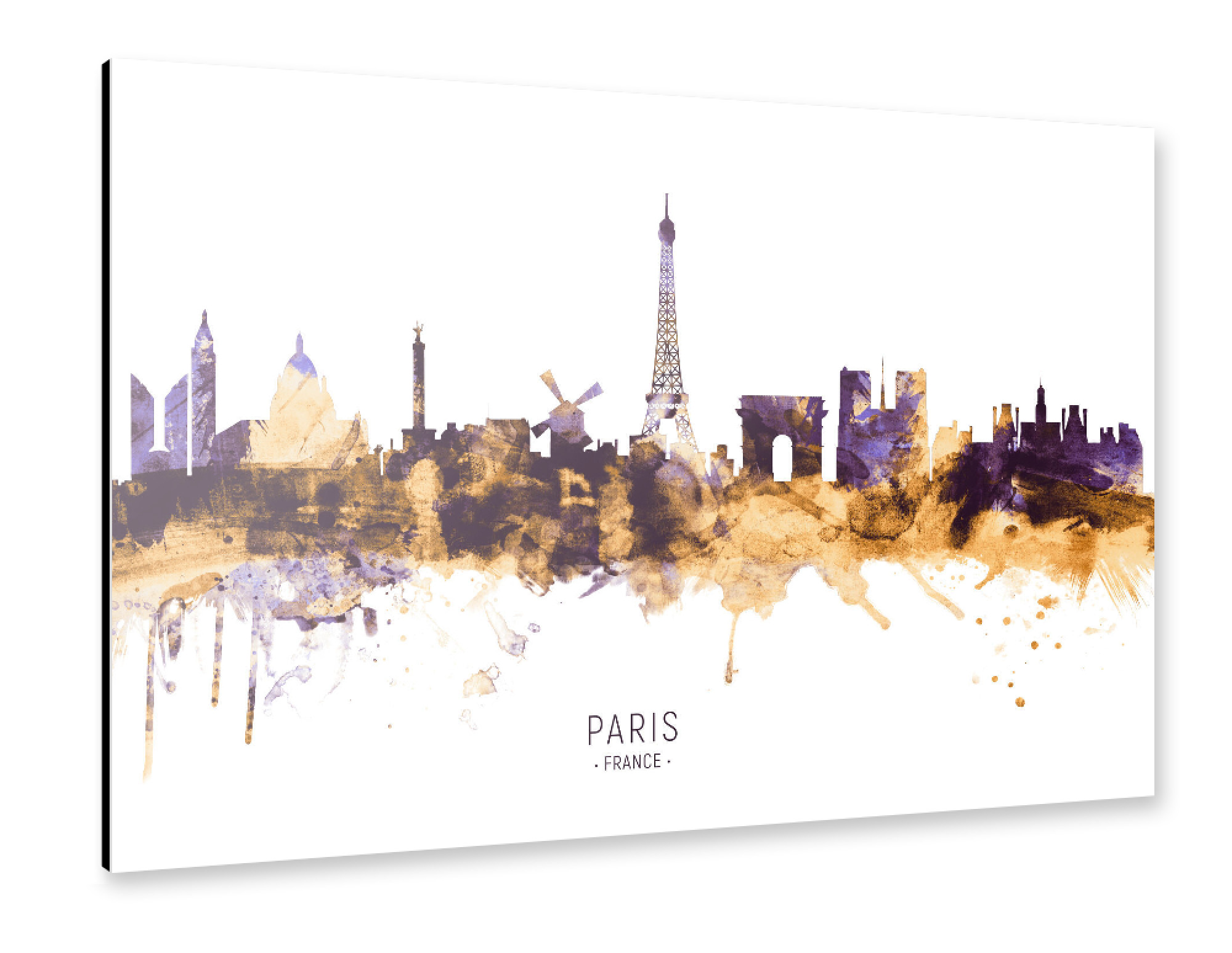 Alu-Dibond "Paris France Skyline PurpleGold" 75x50 cm artboxONE