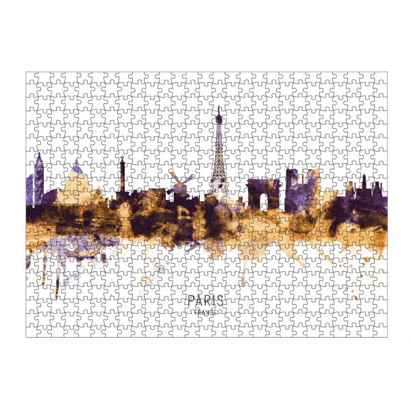 Puzzle Ravensburger "Paris France Skyline PurpleGold" artboxONE - Städte,Städte / Paris - Paris,France,Skyline,Cityscape,Stadtbild,Watercolor,City