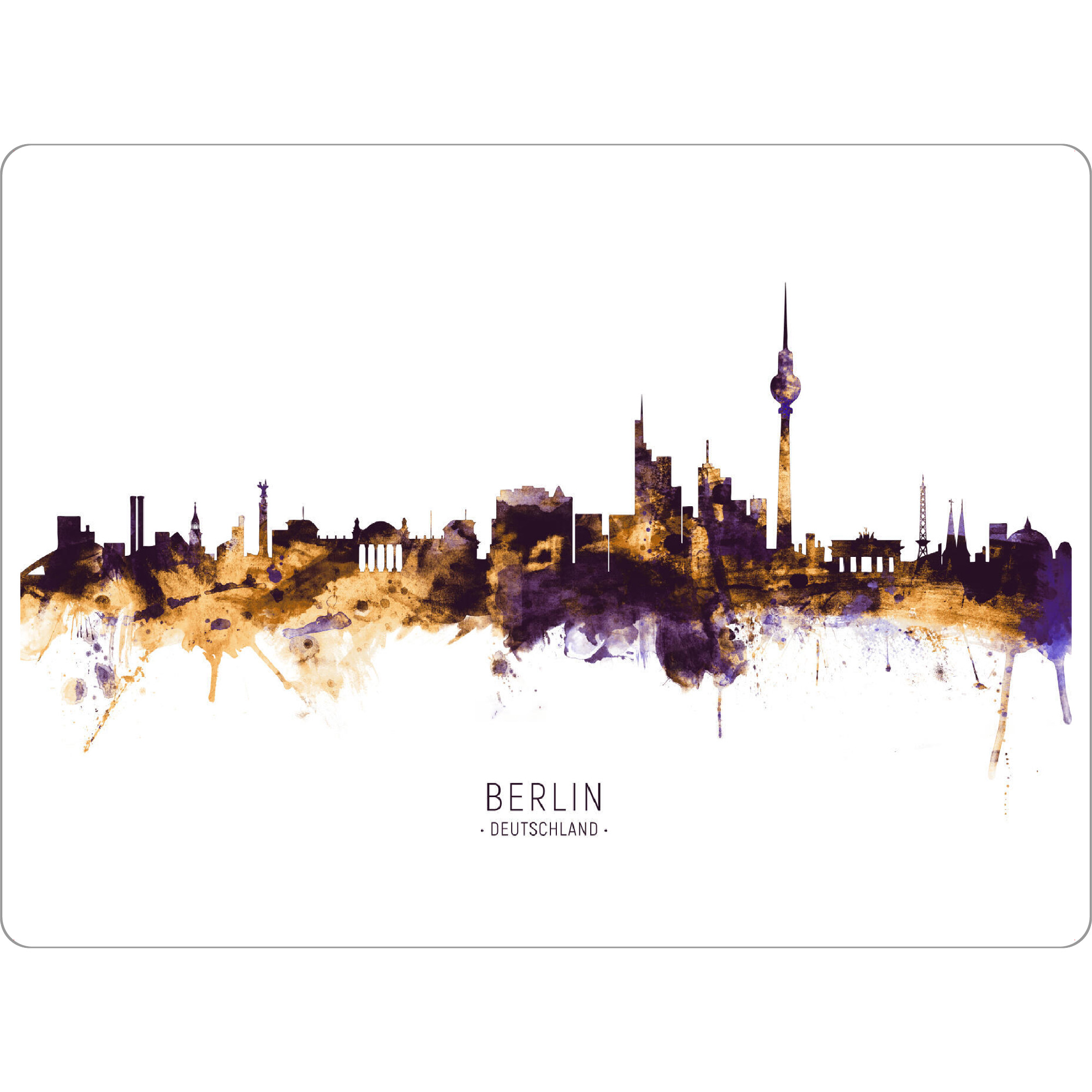 Tischset "Berlin Germany Skyline PurpleGold" artboxONE - Städte,Städte / Berlin - Berlin,Germany,Skyline,Cityscape,Stadtbild,Watercolor,City