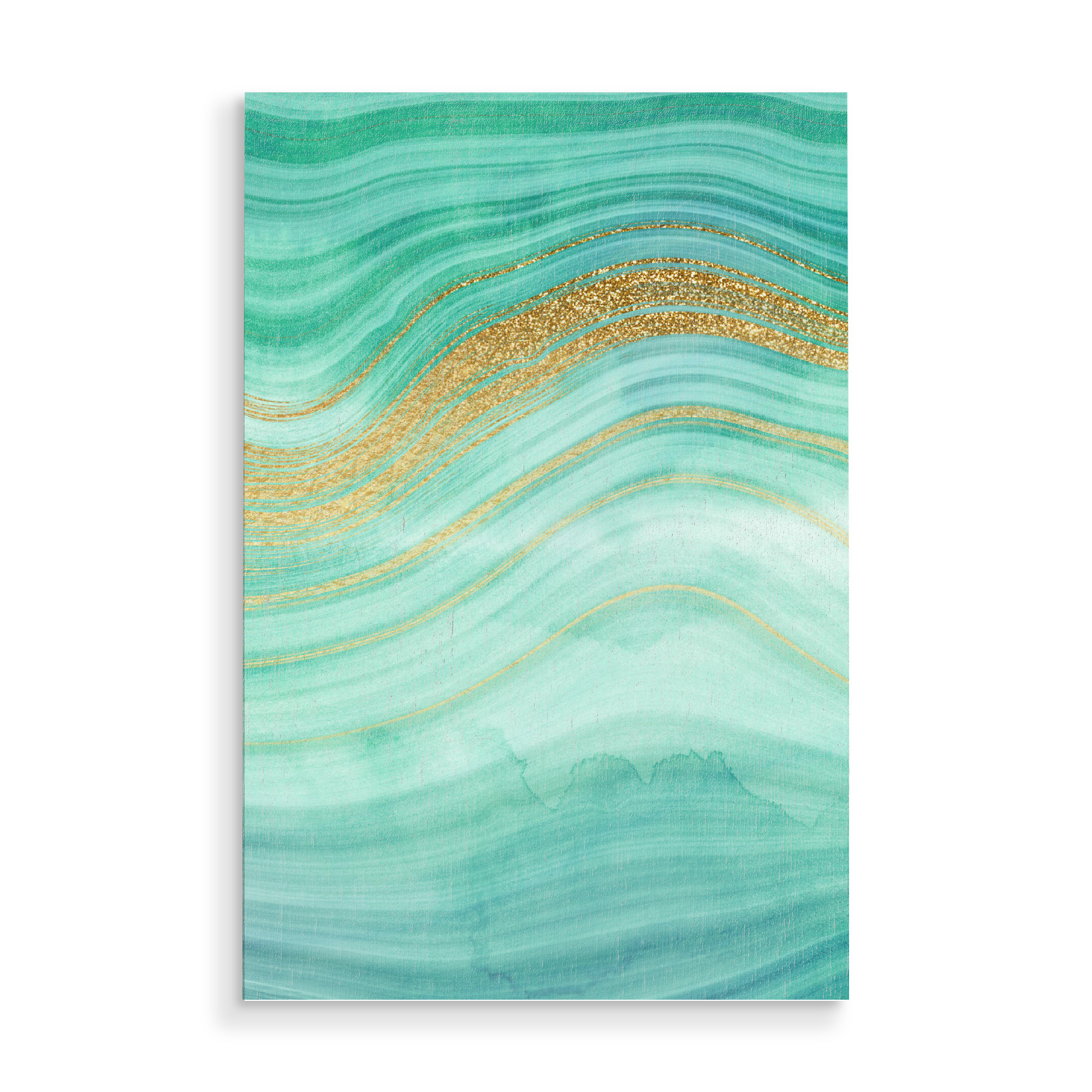 Holzbild "Gold Wave on Green Marble" artboxONE - Abstrakt,Fashion,Marmor - Agate,Gemstone,Marble,Abstract,Fashion,Marmor