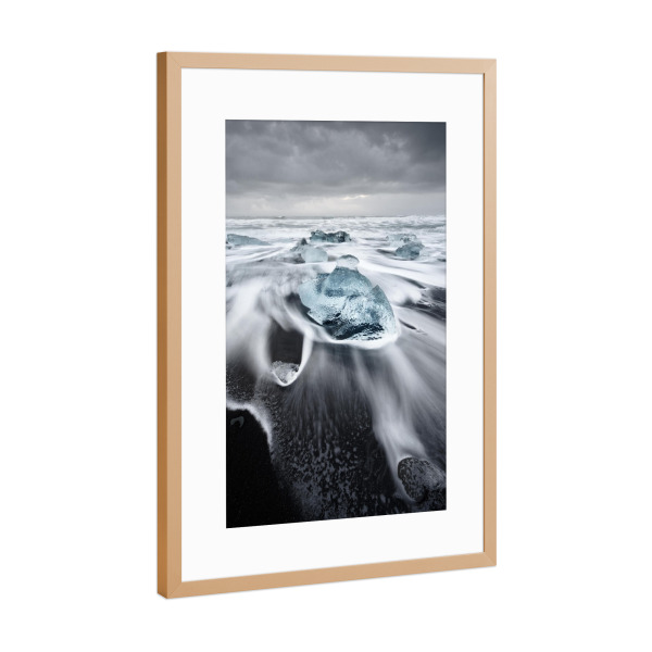 Poster mit Rahmen Kupfer "Eisblöcke in der Brandung" artboxONE - Natur,Reise,Reise / Länder