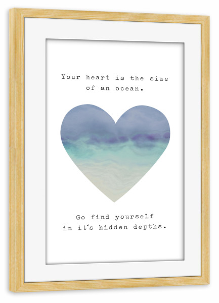Poster mit Rahmen kiefer "Go find yourself" artboxONE - Typografie,Reise / Strand und Meer,Liebe