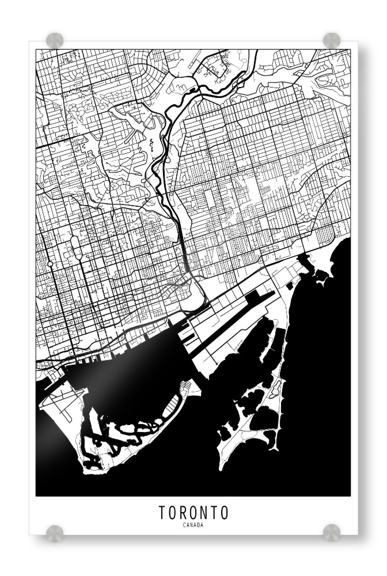Acrylglasbild "Toronto map minimal" artboxONE - Städte,Reise,Schwarzweiß,Kartografie