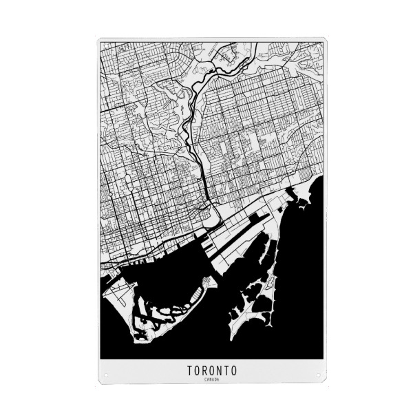 Metall Poster "Toronto map minimal" artboxONE - Städte,Reise,Schwarzweiß,Kartografie