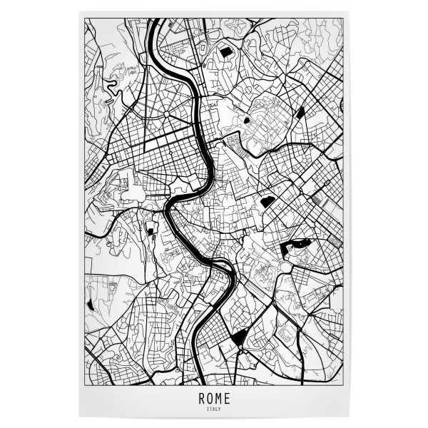 Poster 30x20 cm "Rome map minimal" artboxONE - Städte,Reise,Schwarzweiß,Städte / Rom,Kartografie