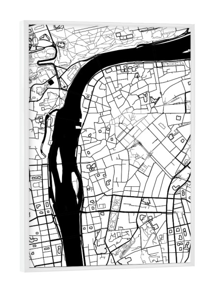 Poster mit weißem Rahmen "Prague map minimal" artboxONE - Städte,Reise,Schwarzweiß,Städte / Prag,Kartografie