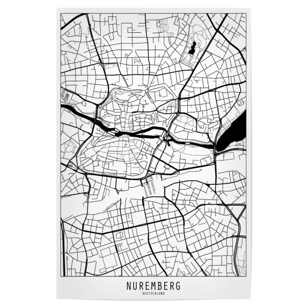 Poster 30x20 cm "Nuremberg map minimal" artboxONE - Städte,Reise,Schwarzweiß,Kartografie