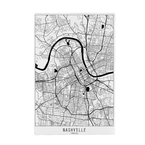 Holzbild "Nashville map minimal" artboxONE - Städte,Reise,Schwarzweiß,Kartografie