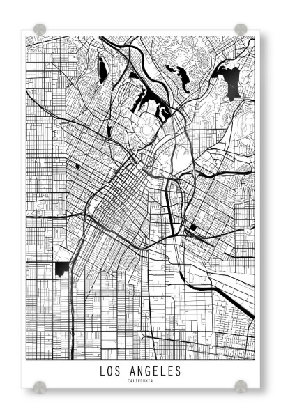Acrylglasbild "Los angeles map minimal" artboxONE - Städte,Reise,Schwarzweiß,Städte / Los Angeles,Kartografie