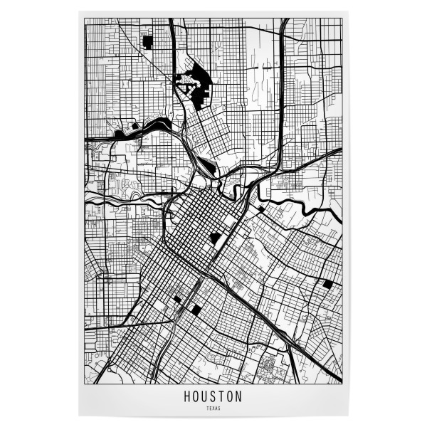 Poster 30x20 cm "Houston map minimal" artboxONE - Städte,Reise,Schwarzweiß,Kartografie