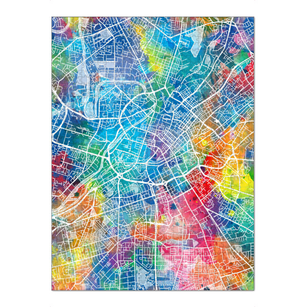 Puzzle Ravensburger "Manchester map watercolor" artboxONE - Städte,Reise,Abstrakt,Kartografie