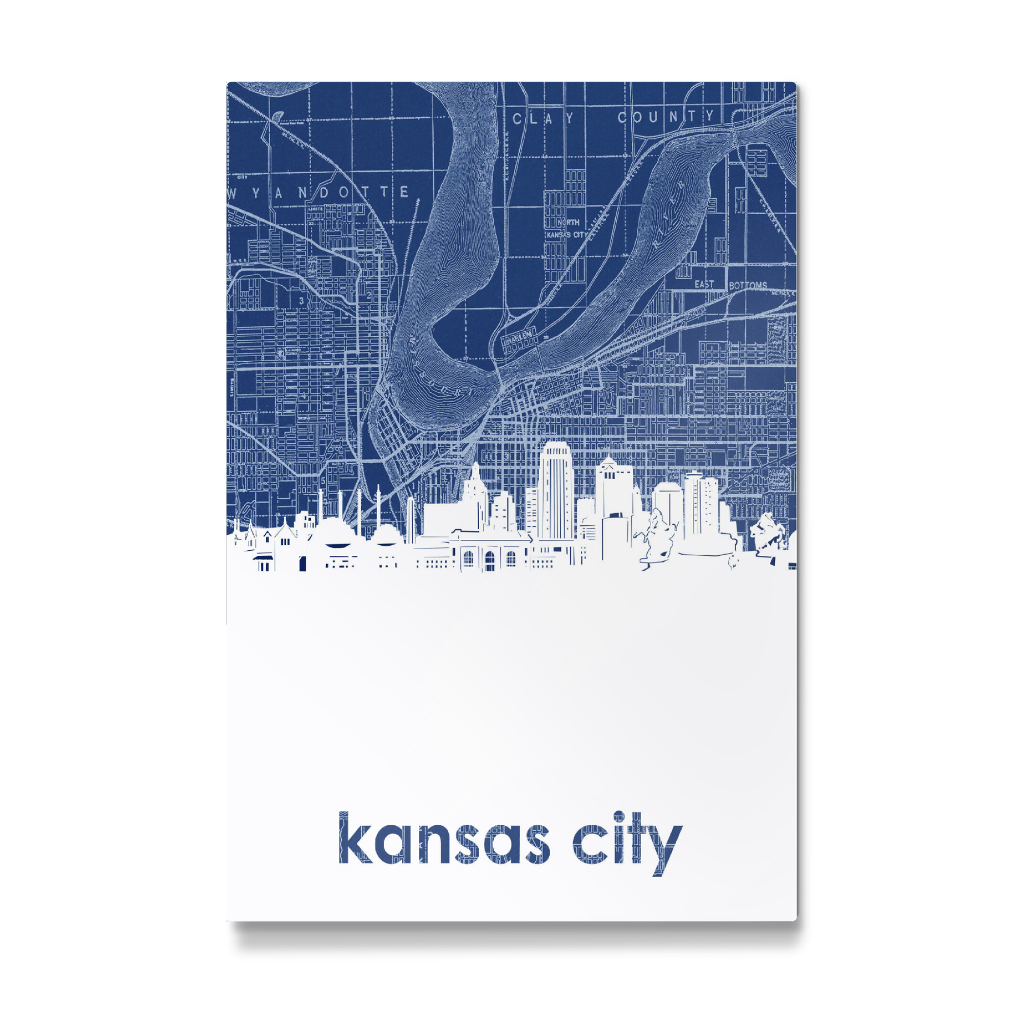 Galerie-Print "Kansas city skyline map blue" 75x50 cm artboxONE