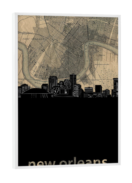 Poster mit weißem Rahmen "New orleans skyline map" artboxONE - Städte,Architektur,Kartografie