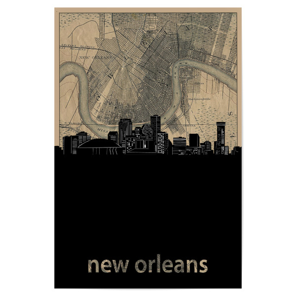 Poster "New orleans skyline map" artboxONE - Städte,Architektur,Kartografie