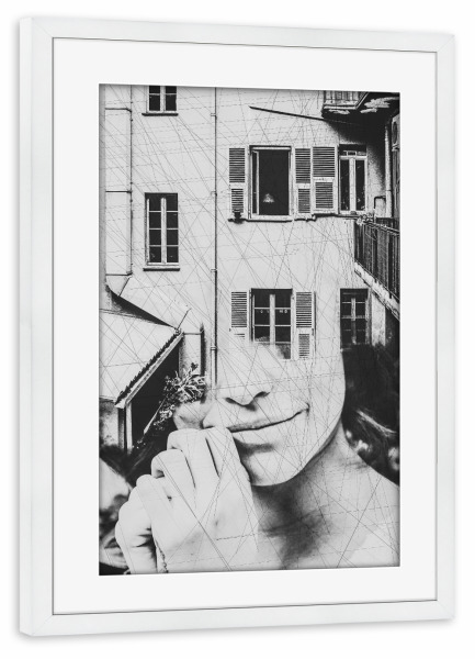 Poster mit Rahmen weiß "Portrait V Tas" artboxONE - Natur,Abstrakt,Schwarzweiß,Architektur