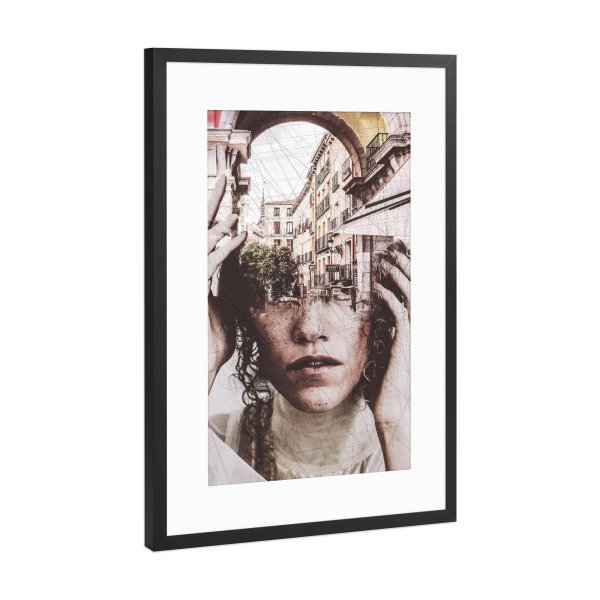 Poster mit Rahmen Schwarz (Metallic) "Portrait Tas" artboxONE - Abstrakt,Menschen,Architektur