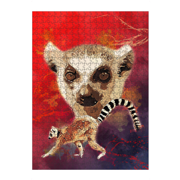 Puzzle Ravensburger "Lemur mit buntem Hintergrund" artboxONE - Tiere - Tier,Wild,Zoo,Natur,Bunt,Lemur - Bild tier