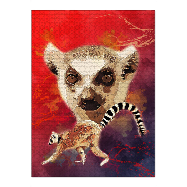 Puzzle Ravensburger "Lemur mit buntem Hintergrund" artboxONE - Tiere - Tier,Wild,Zoo,Natur,Bunt,Lemur - Bild tier