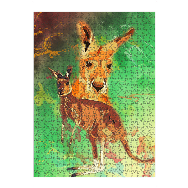 Puzzle Ravensburger "Känguru mit buntem Hintergrnd" artboxONE - Tiere - Australien,Tier,Wild,Zoo,Natur,Bunt,Känguru - Bild australien